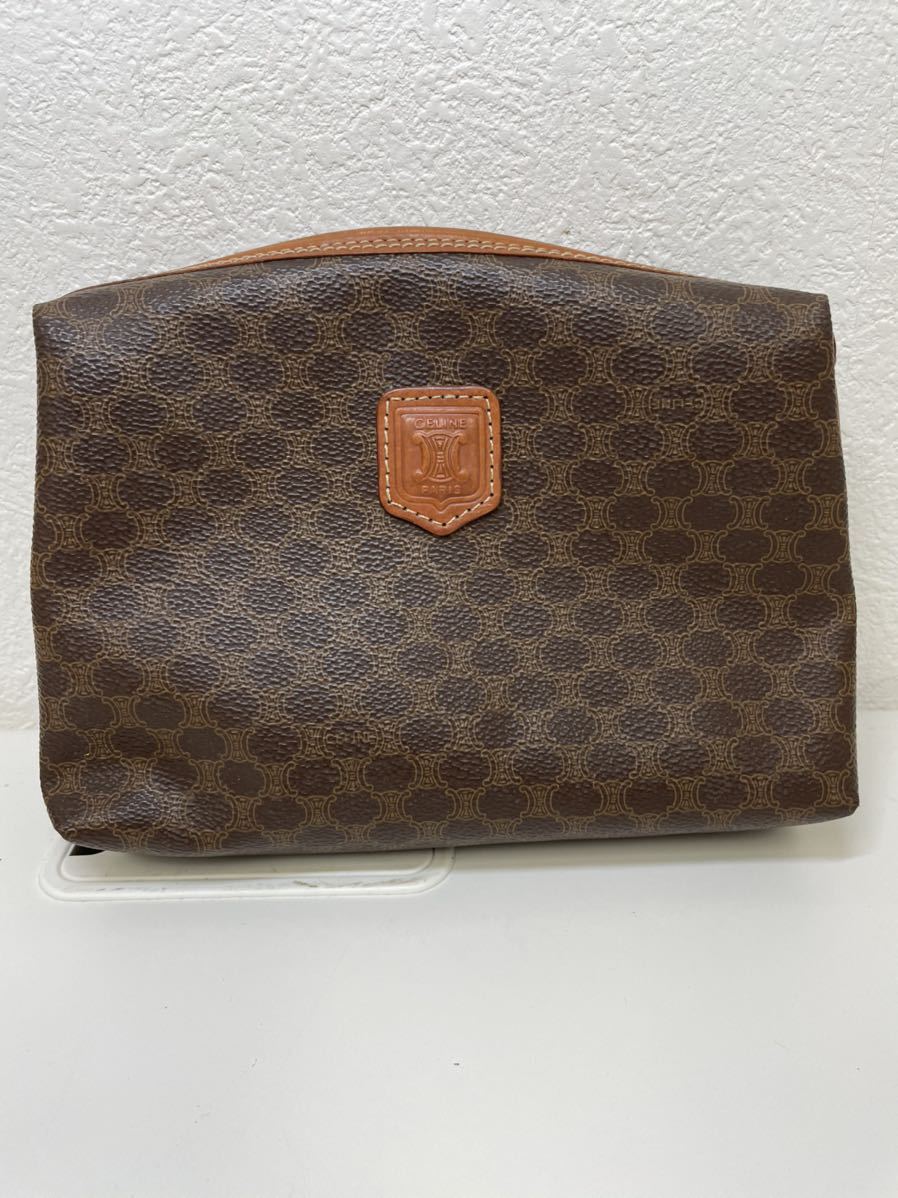 CELINE セリーヌ マカダム 柄 ポーチ クラッチバッグ セカンドバッグ