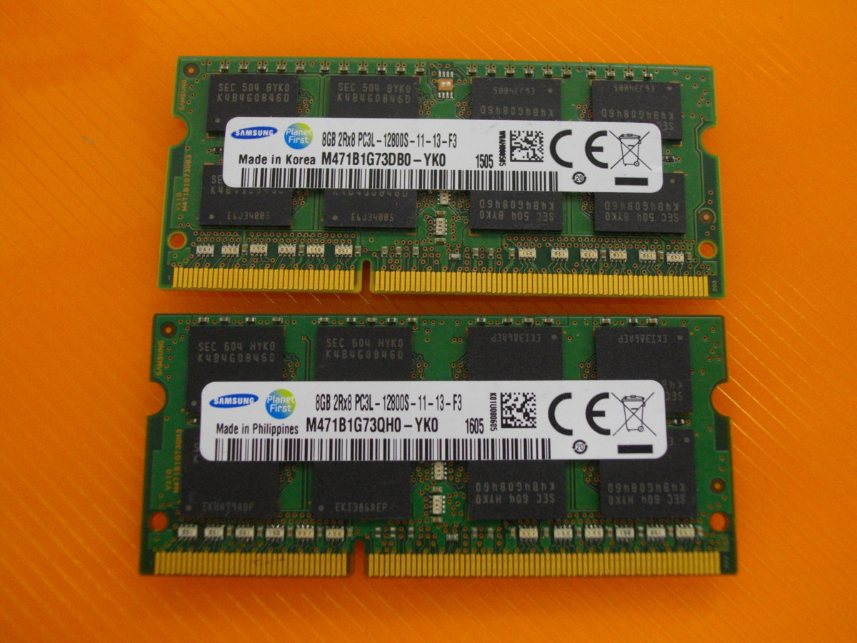 SAMSUNG NOTE用 8GB PC3-12800S MM 2枚SET 動作OK 郵便可 93631