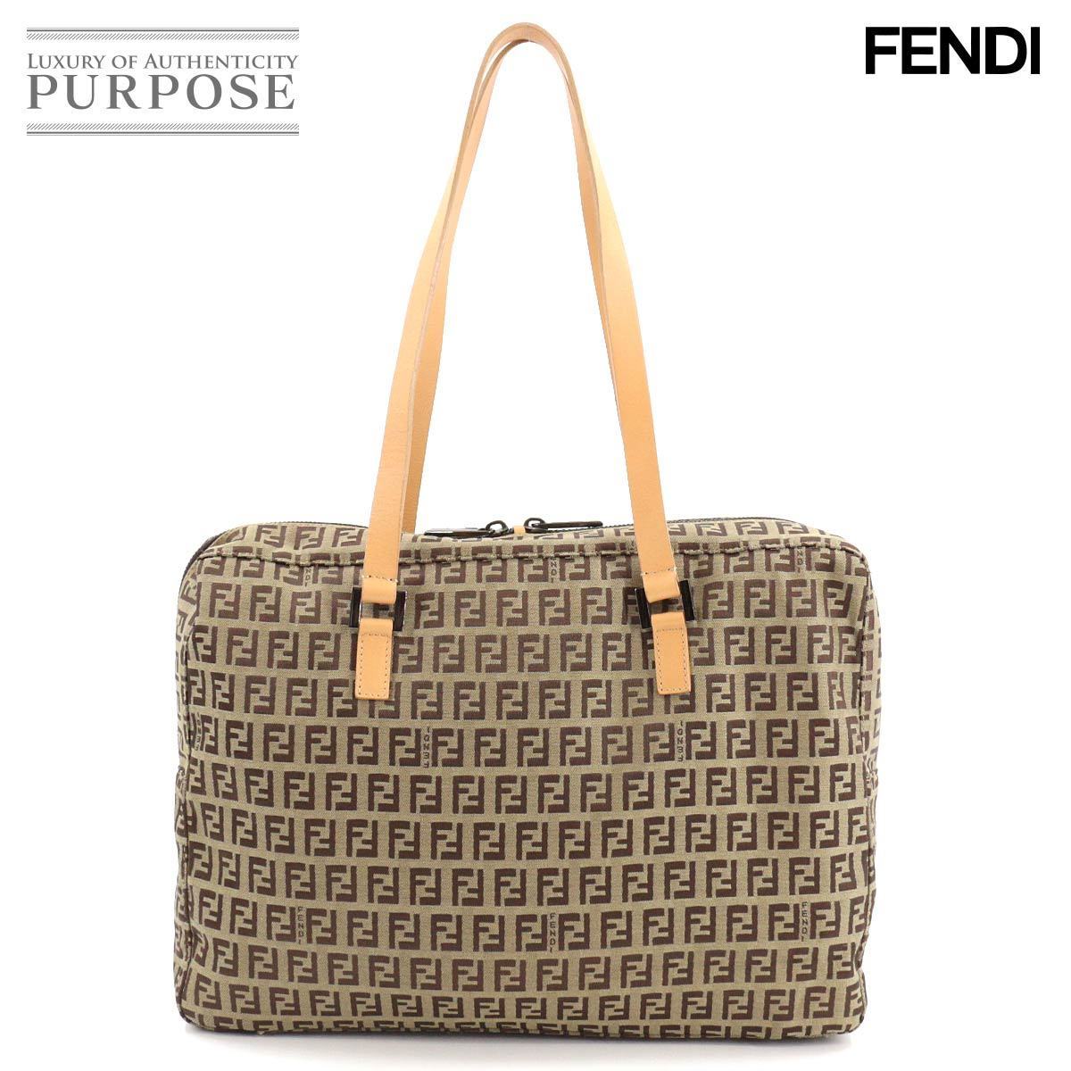 フェンディ FENDI ズッキーノ トート ショルダー バッグ ベージュ 