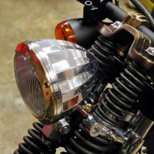 ビンテージ ヘッドライト 4インチ ガラスレンズ アルミ ブラス ハーレー ナックル ショベル XS650 SR400 XL883 スプリンガー カスタム LT6