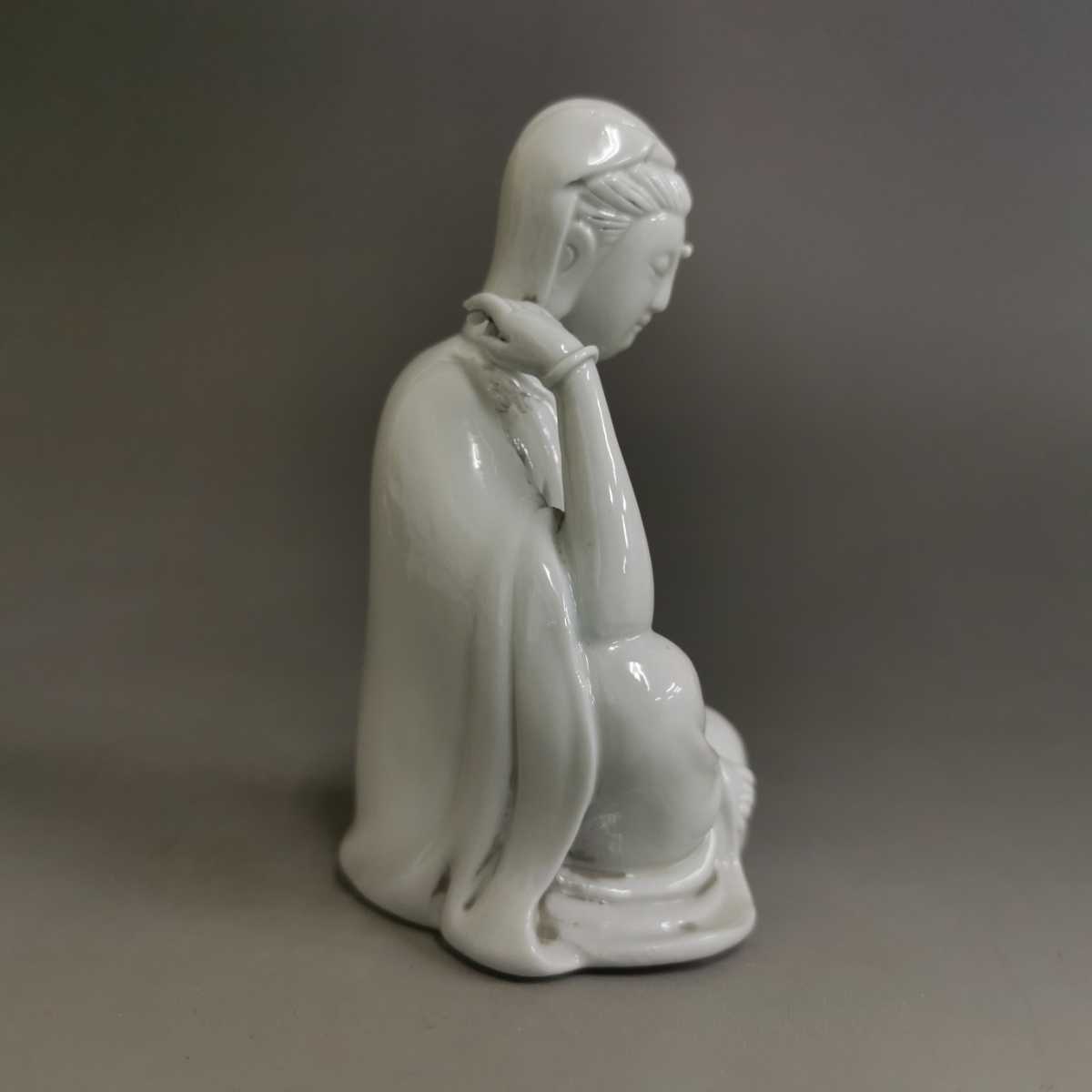 何朝宗 徳化窯観音像 観音菩薩 中国美術 置物 高約13㎝ 白磁 仏像 唐物