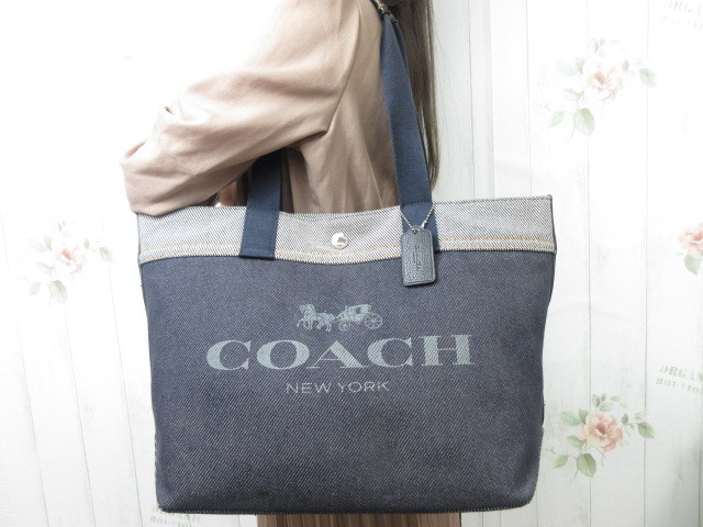 新作入荷，品質保証 超 高級本物 コーチ デニム バッグ 33cm A4可 男女兼用 COACH 38187(ハンドバッグ)｜売買されたオークション情報、yahooの商品情報をアーカイブ公開 - オークファン かばん、バッグ