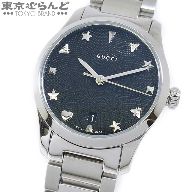 900026747☆グッチ GUCCI Gタイムレス 時計 腕時計 レディース 黒文字 