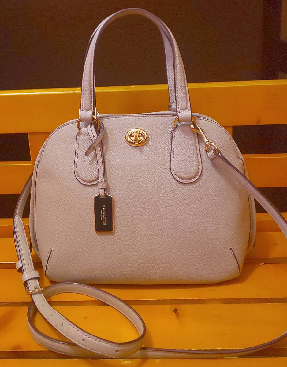 1円 ■ 美品 コーチ 2wayバッグ 34940 グレージュ系 レザー ペプルドレザー 手持ち 肩掛け COACH ■ Bgg COACH コーチ 1円 B181本物保証 新作，HOT ショルダー