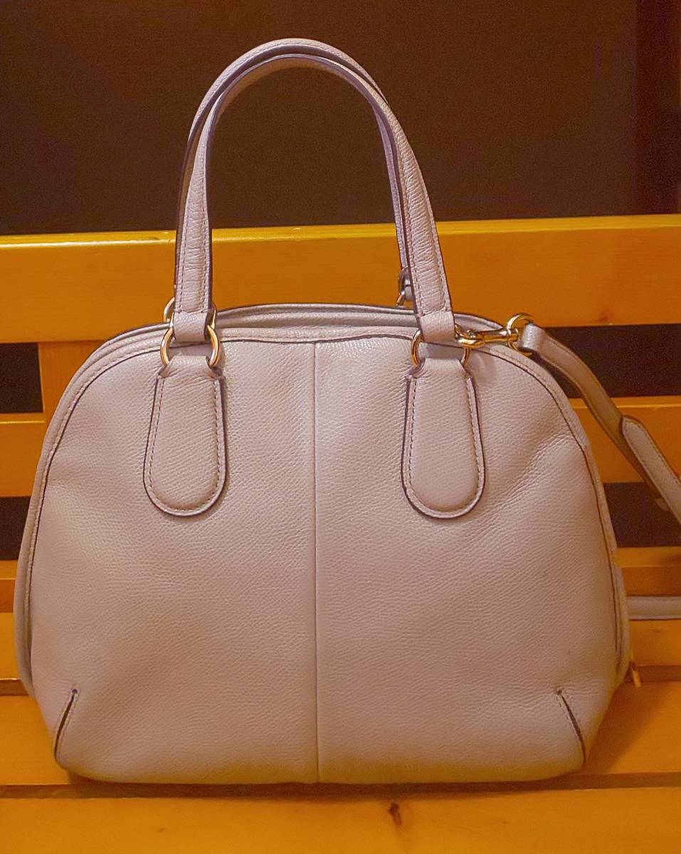 1円 ■ 美品 コーチ 2wayバッグ 34940 グレージュ系 レザー ペプルドレザー 手持ち 肩掛け COACH ■ Bgg COACH コーチ 1円 B181本物保証 新作，HOT ショルダー