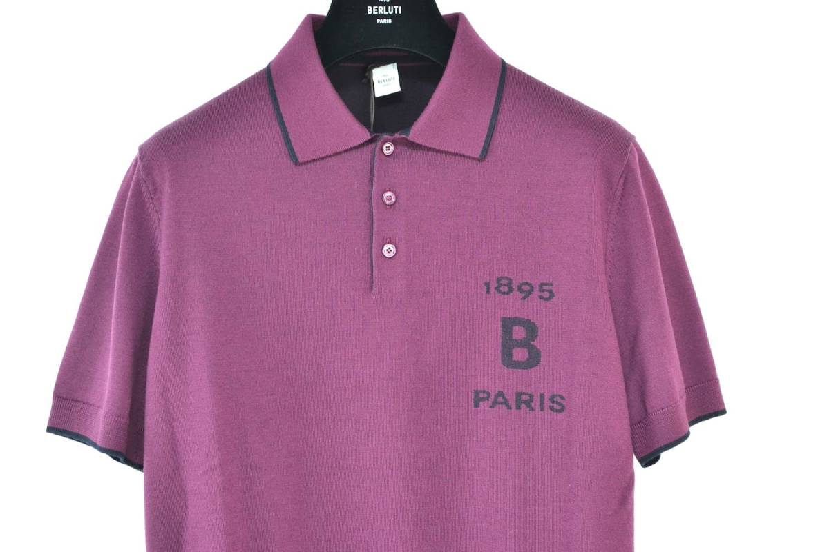 新品 BERLUTI 1895 PARIS ベルルッティ ポロシャツ ロゴ パープル M 