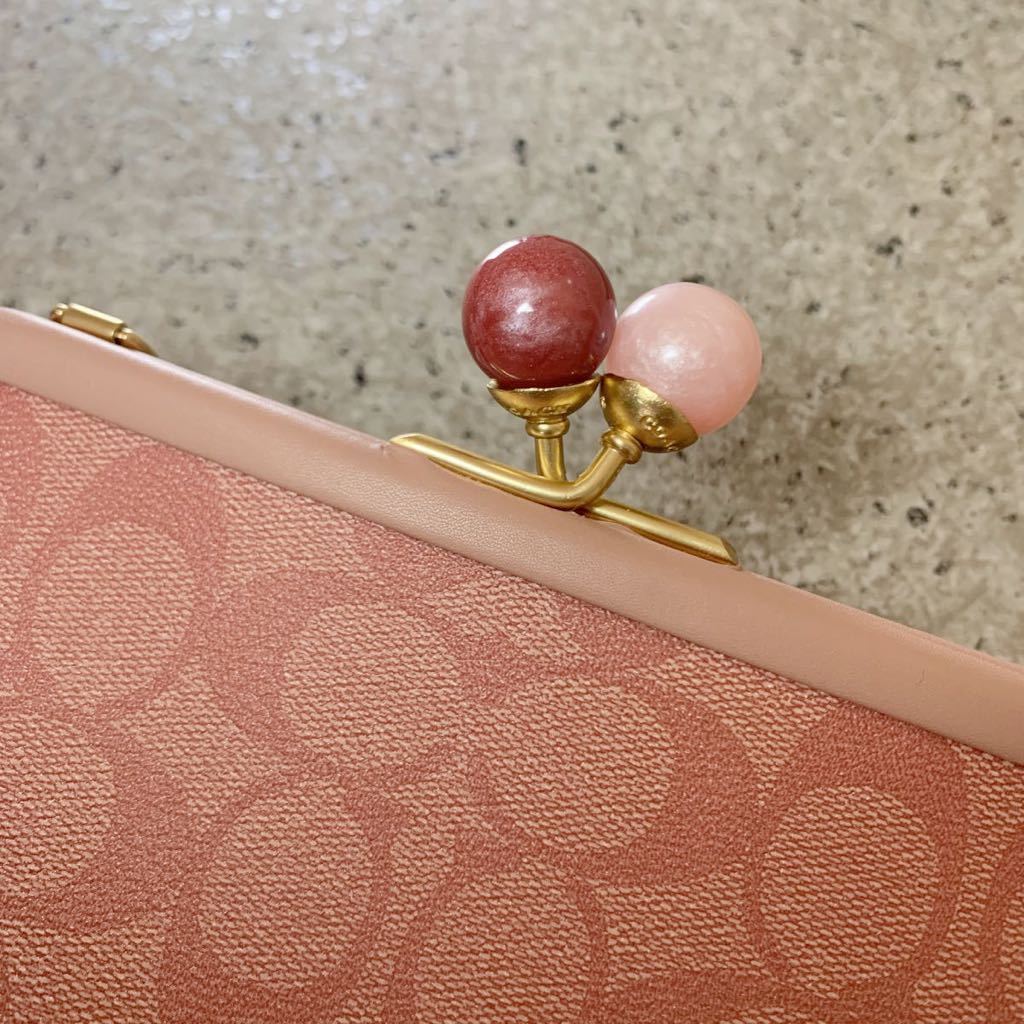 COACH コーチ ポーチ ショルダー ピンク がま口 C1452 NORA キスロック
