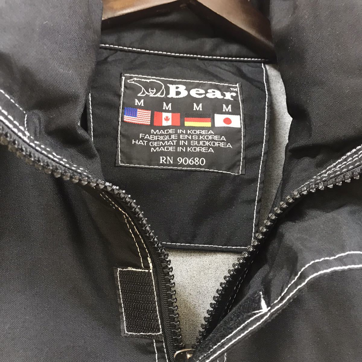 Bear ベアー アノラック ナイロンジャケット M 黒 ハーフジップ 