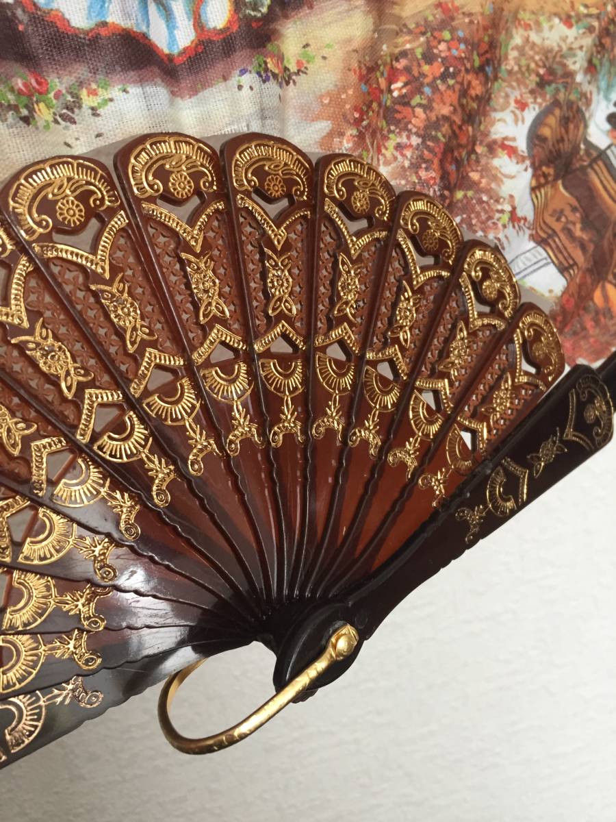 スペイン製 扇子 レトロ アンティーク （MADE IN SPAIN】レース扇子  