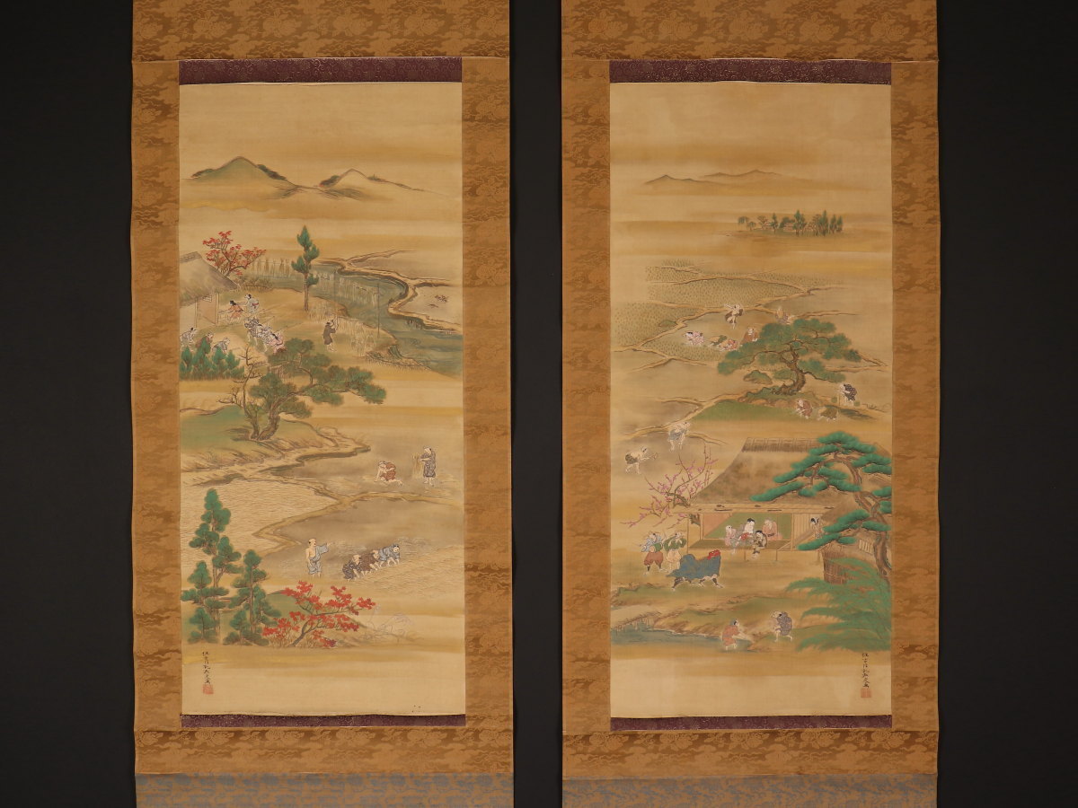 真作】 BK275 桝田靖夫 「 山湖 穂高 」 日本画 共シール 10号 真作