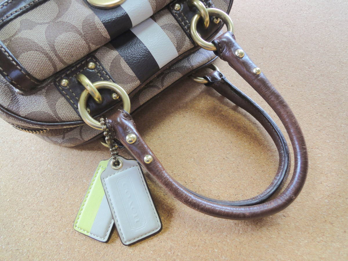 COACH スモール 0 ストライプ ヘリテージ ドームド ハンドバッグ