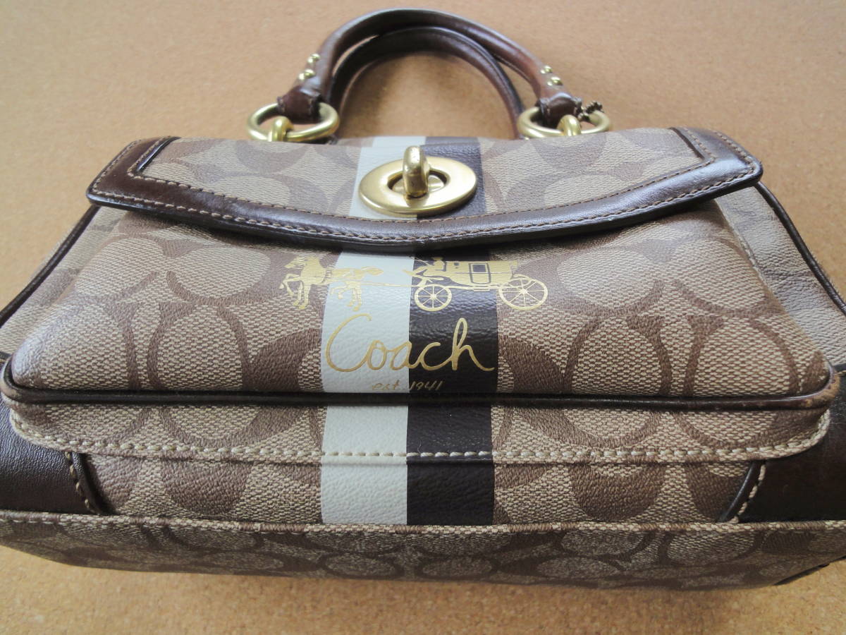 COACH コーチ 13194 ヘリテージ ストライプ スモール ドームド 