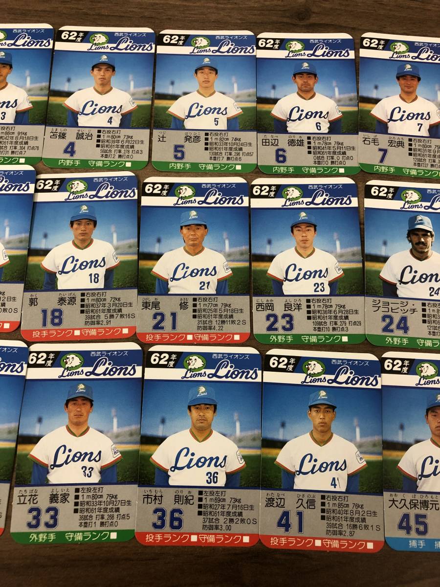 タカラ　プロ野球カードゲーム　昭和57年度　西武ライオンズ（30枚） タカラ プロ野球カードゲーム 昭和57年度 西武ライオンズ（30枚） S