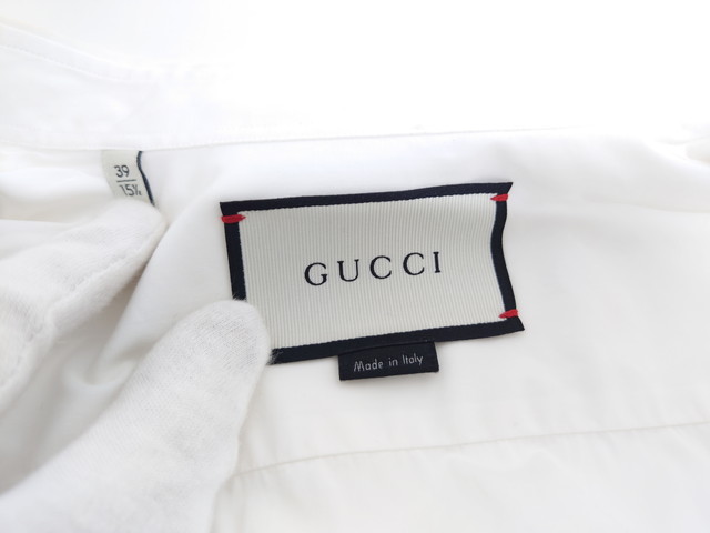 本物 GUCCI グッチ 蜂刺繍 ダブルポケット 半袖シャツ 39 15 1/2  