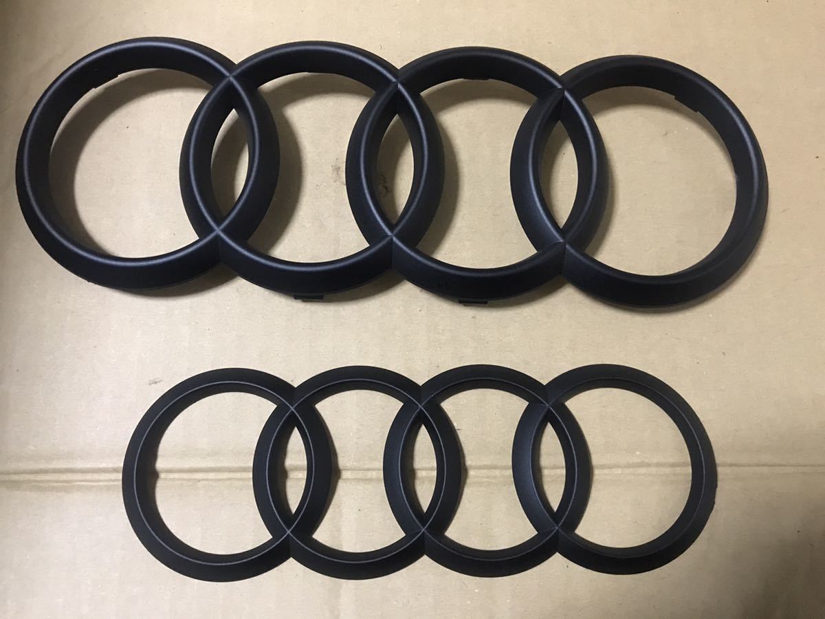 ☆アウディ 純正エンブレム マットブラック 前後セット 4リングス 塗装後未使用 A4 S4 RS4 B9 A5 A6 ☆