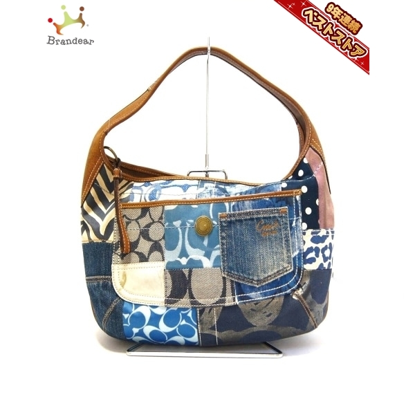 コーチ COACH 10808 シグネチャー柄,エルゴ ジャガード×デニム×レザー 