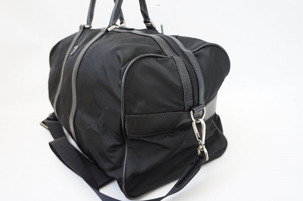 #aub プラダ PRADA ボストンバッグ トラベルバッグ TESSUTO SAFFIANO V20S 旅行鞄 ショルダー付き 黒 メンズ [611201]