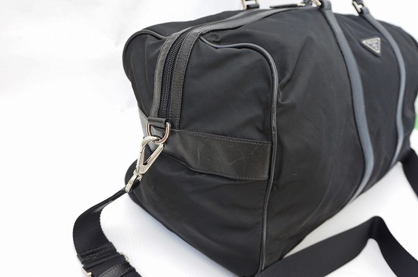 #aub プラダ PRADA ボストンバッグ トラベルバッグ TESSUTO SAFFIANO V20S 旅行鞄 ショルダー付き 黒 メンズ [611201]
