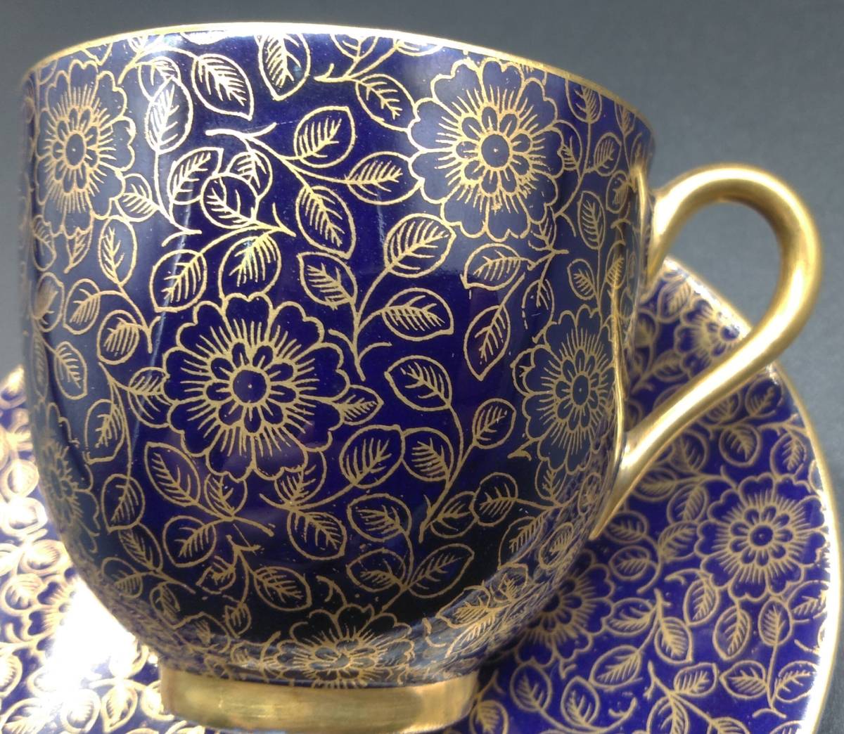 ROYAL WORCESTER ロイヤルウースター 金彩 コバルト 花柄 デミタス
