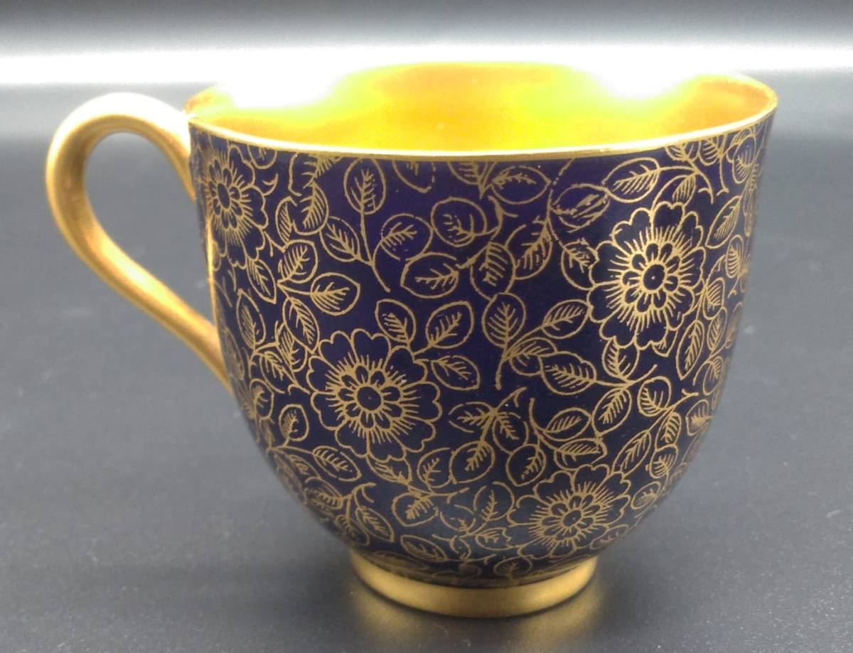 ROYAL WORCESTER ロイヤルウースター 金彩 コバルト 花柄 デミタス