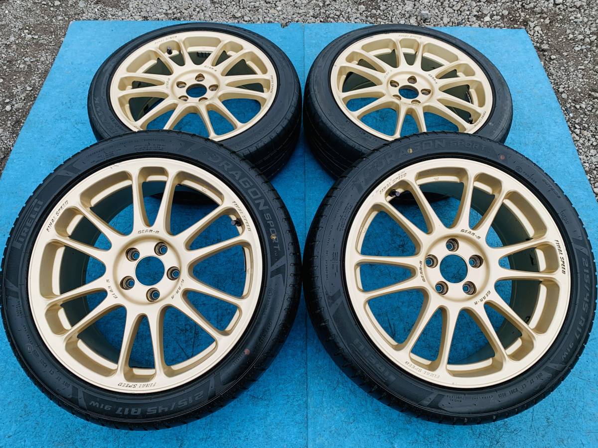 中古ホイール付タイヤ　4本セット GEAR-R RACING 17×7JJ48 215/45/17 PIRELLI 2020年製 PCD100