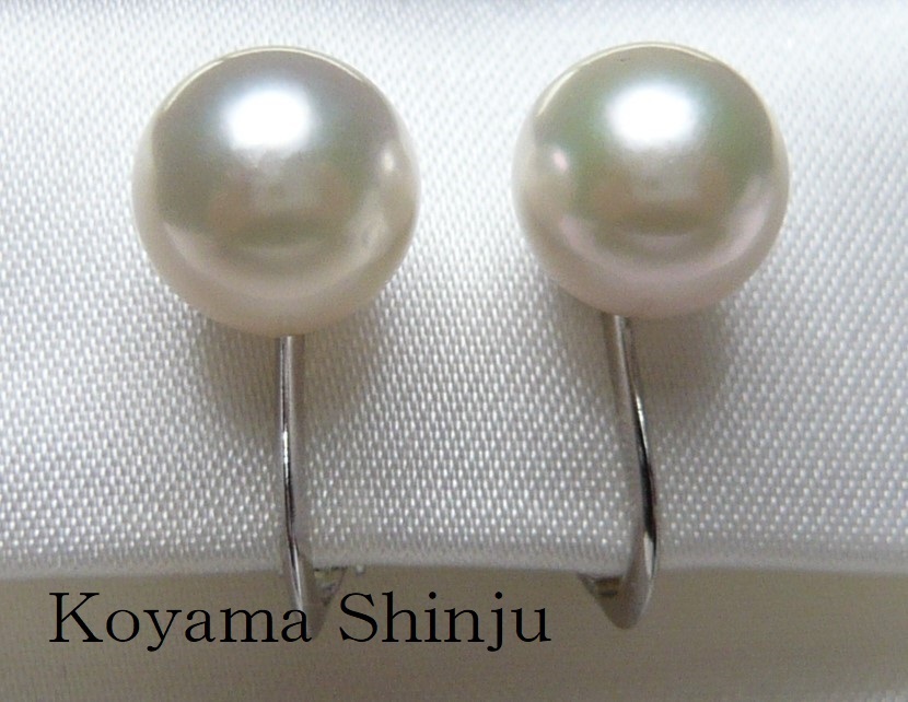★小山真珠★１円～人気商品！美色カラー！大珠あこや本真珠ネジバネ式パールイヤリング