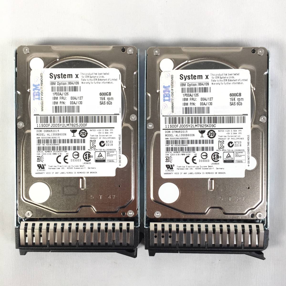 K37874 IBM 600GB SAS 15K 6Gb HDD 2.5インチ 2点【中古動作品】