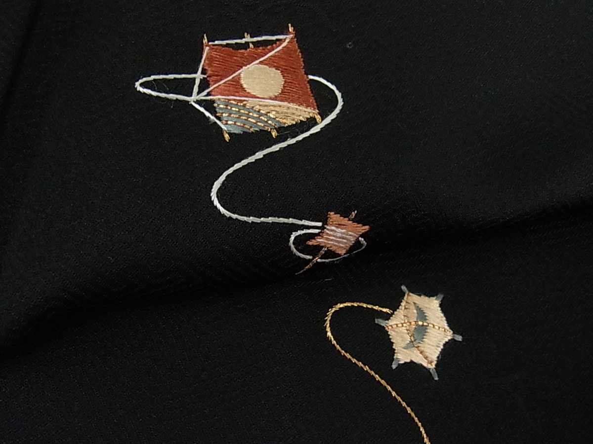 駒刺繍 金彩 花美人着物□訪問着 宝尽くし 霞箔散らし パール 吉澤友禅
