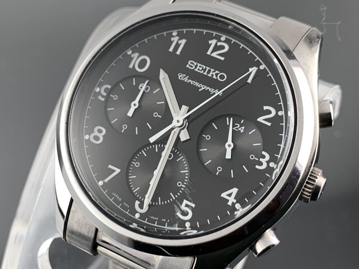 A615]1円～☆メンズ腕時計 クォーツ セイコー SEIKO クロノグラフ V654 