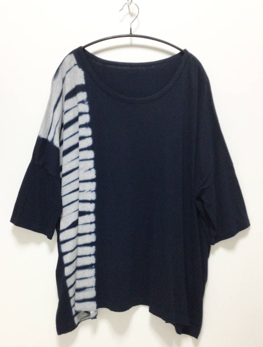 美品 Y's ワイズ YOHJI YAMAMOTO ぼかし染め藍染 ビッグシルエット カットソー size2 ネイビー