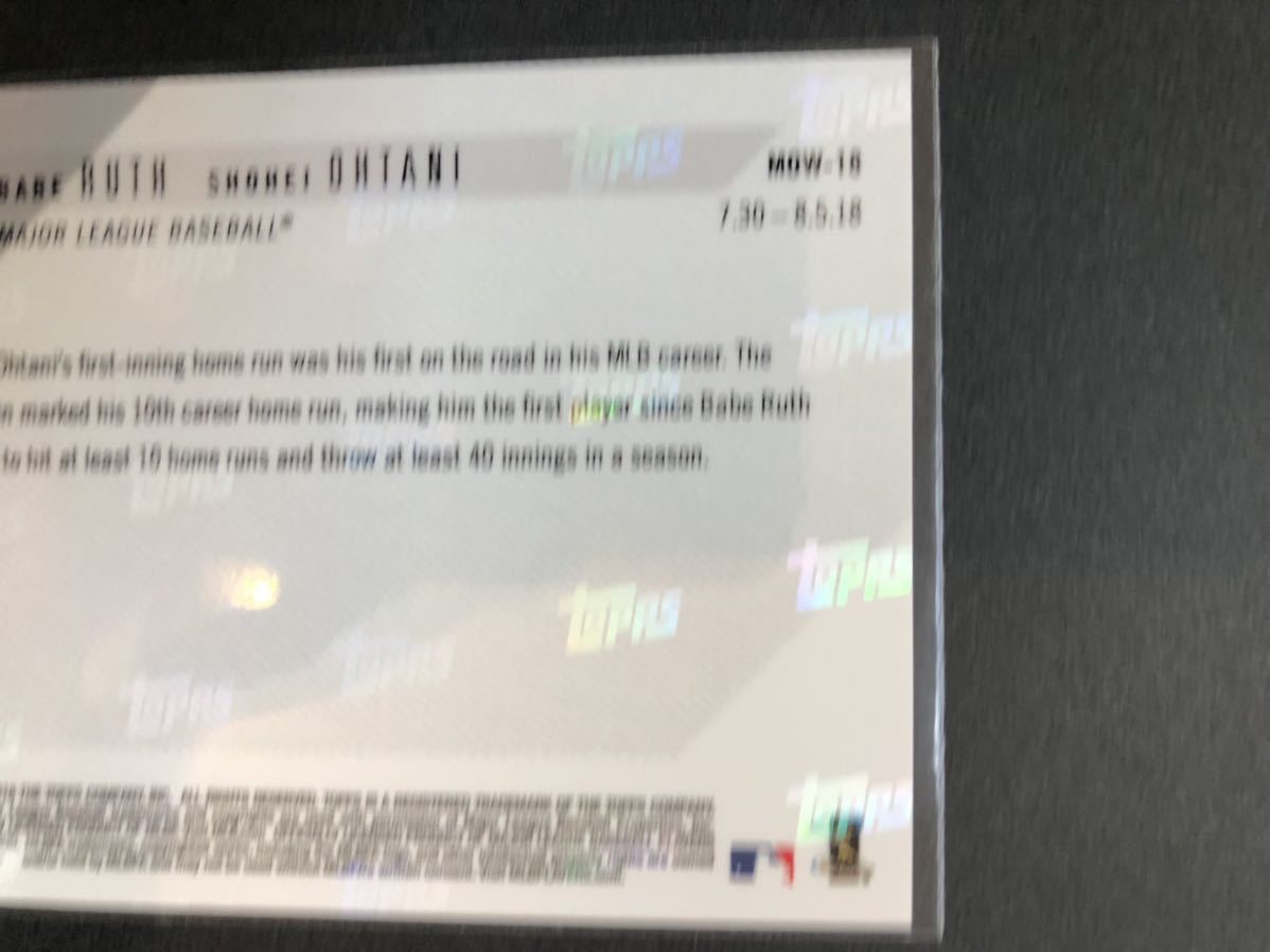 大谷翔平 ベーブルース カード 2018 Topps Now Moment of the Week MOW