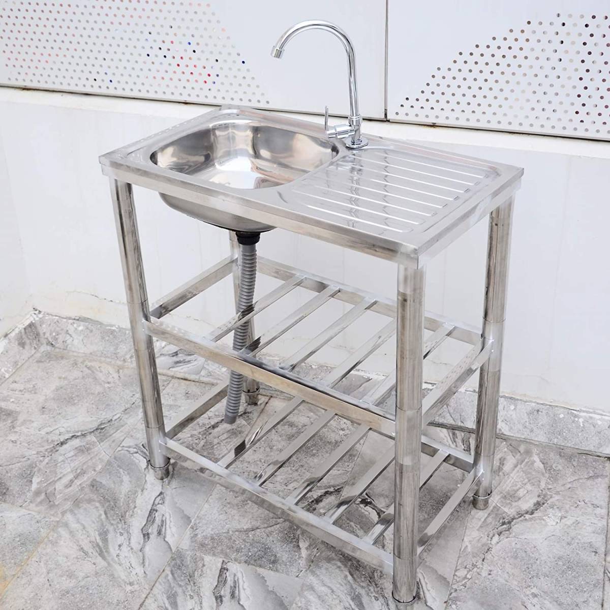 【格安，100%新品】 簡易流し台 左右共用 ステンレス製 幅75 奥行40 高さ80cm 家庭用 屋内 屋外 工場 農園 洗い物 に(流し台、シンク)｜売買されたオークション情報、yahooの商品情報をアーカイブ公開 - オークファ キッチン