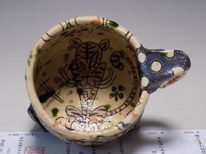 ☆ff13☆深見文紀 絵志野茶碗☆瀬戸焼 師：岸本謙仁 ☆