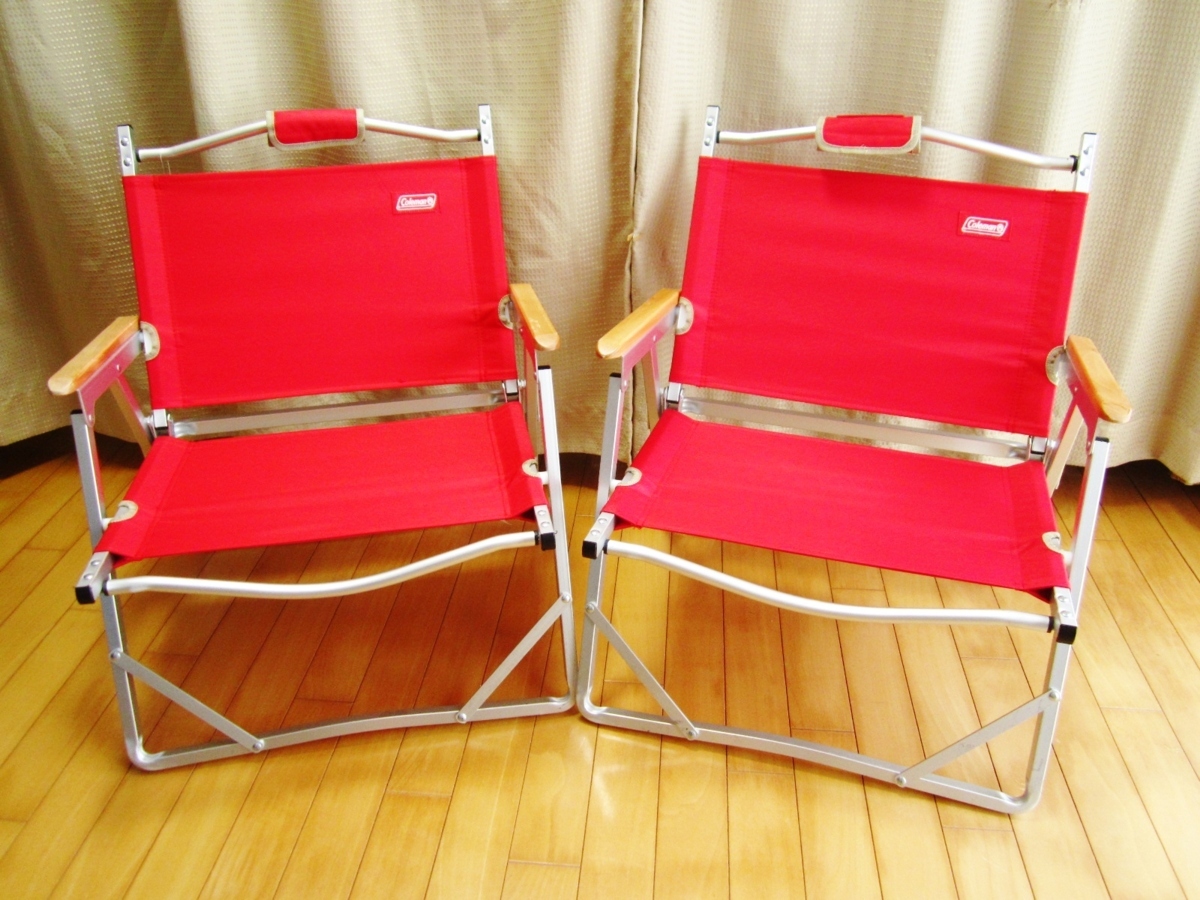 コールマンColeman赤とオリーブ コンパクトフォールディングチェア中古品 コールマン コンパクトフォールディングチェア レッド 170-7670