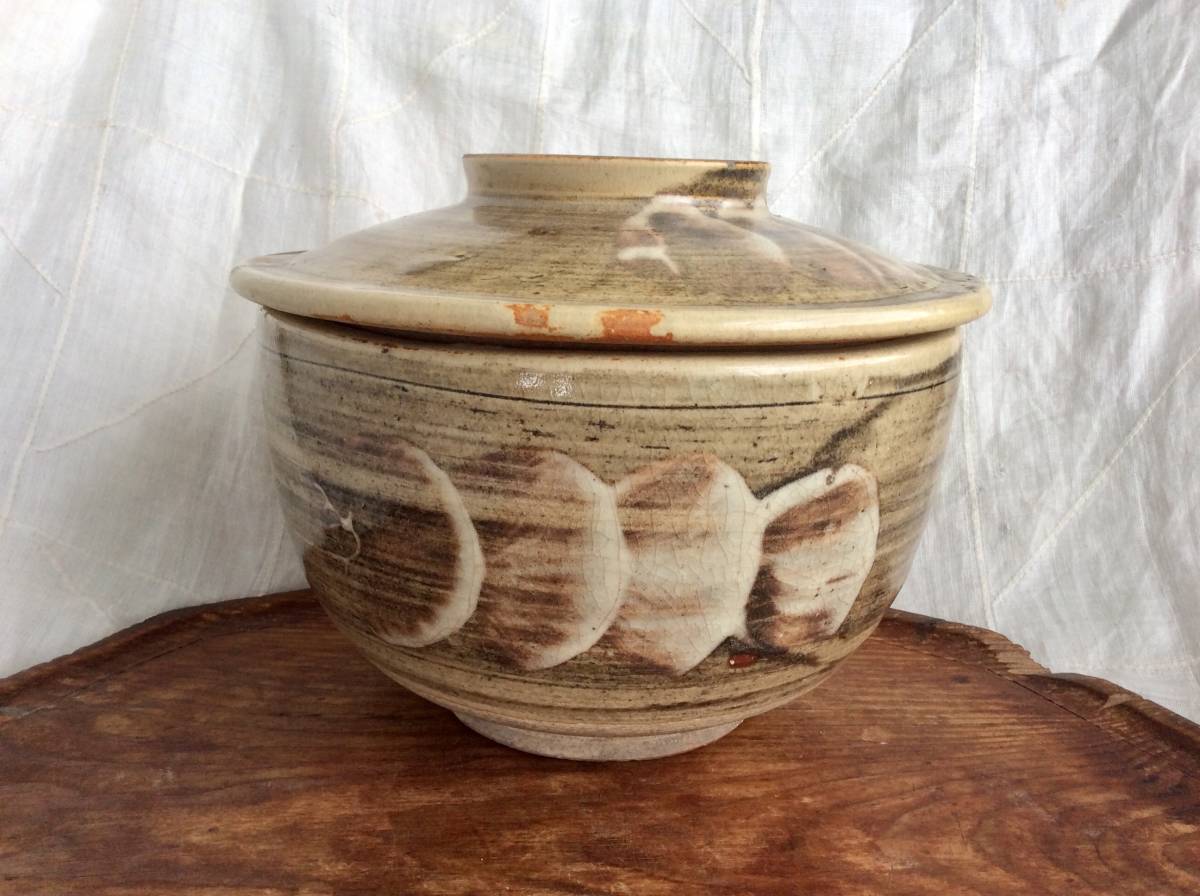 牡丹刷毛 蓋物 / 民藝 骨董 美濃焼 瀬戸焼 江戸 | 瀬戸本業窯 ｜