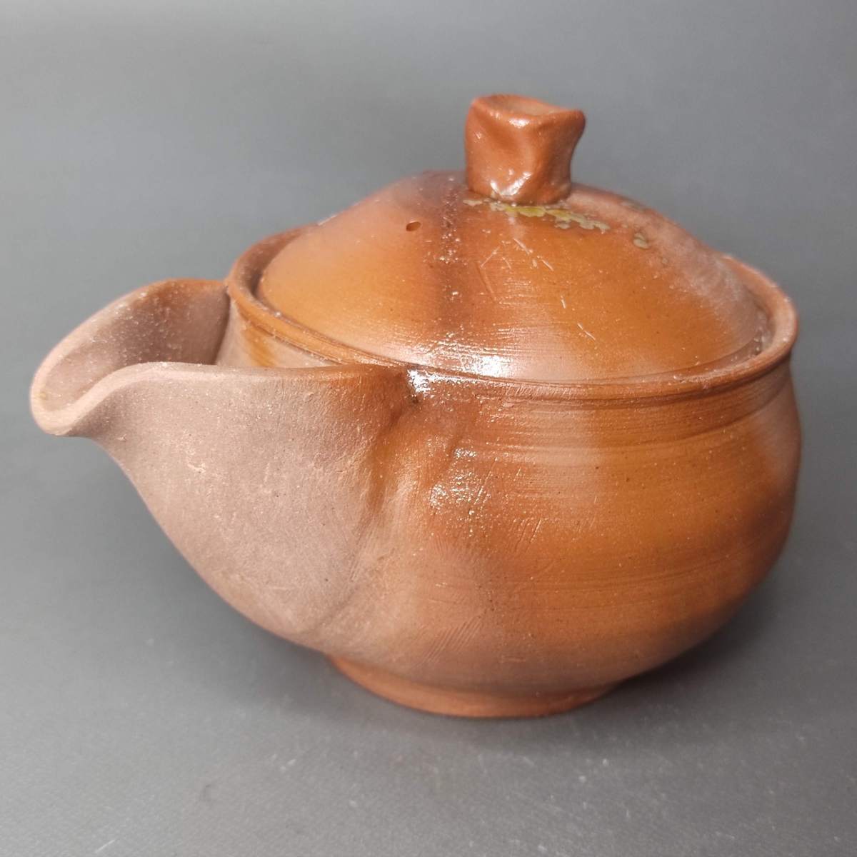 佐藤苔助 備前焼宝瓶 三方手捻り人気作者 急須 共箱 共布 茶注 煎茶