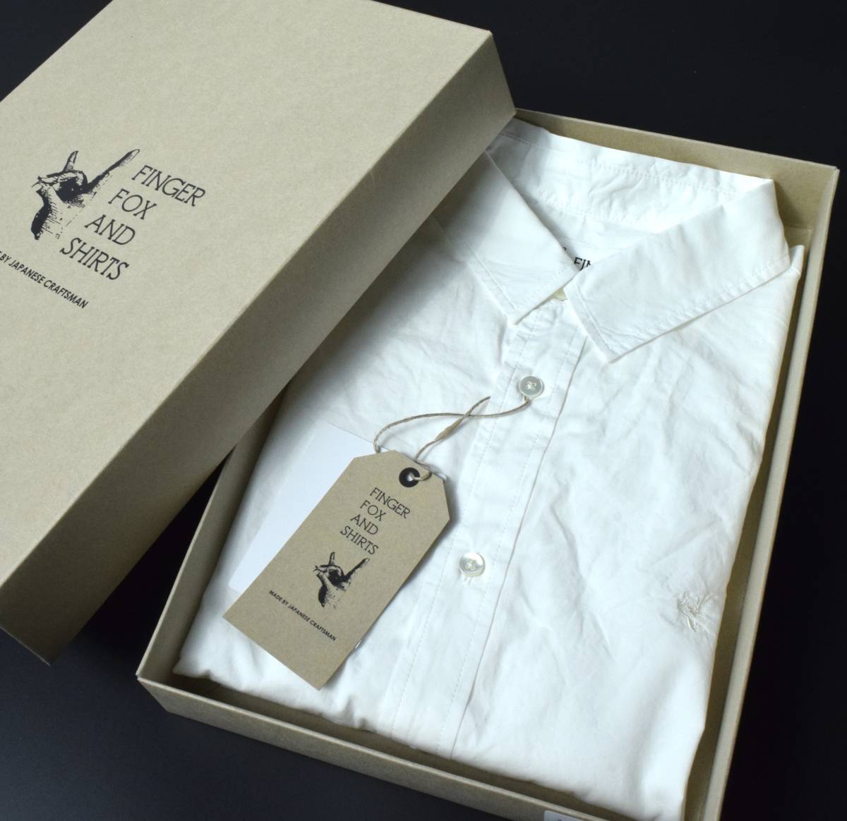 新品 FINGER FOX AND SHIRTS フィンガーフォックスアンドシャツ オーガニックコットン タイプライター シャツ M ホワイト 白シャツ