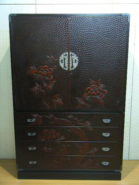 3ム71 鎌倉彫 最高峰 佐藤恵仙 着物箪笥 最高峰 漆塗り 衣装