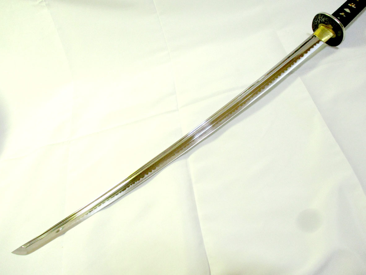 格安，得価】 ☆模造刀 黒鞘 柄巻：紺 刃長：71cm 反り：1.4