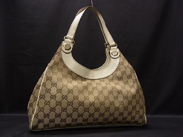 1円 □美品□ GUCCI グッチ 154982 001998 GGキャンバス×レザー 