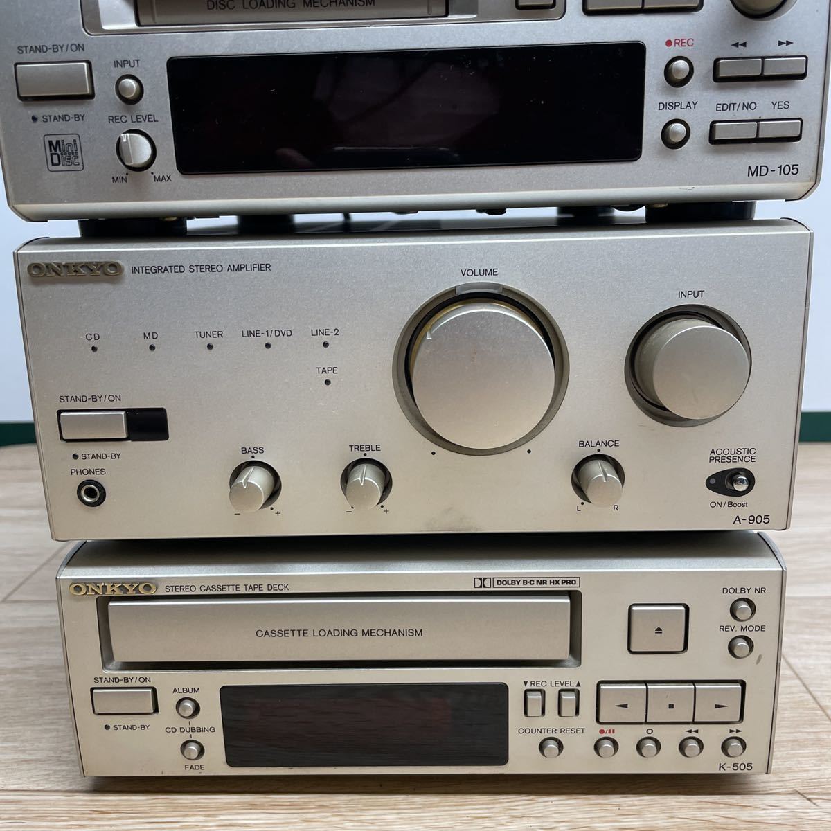 ONKYO A-905 システムコンポ オンキョー T-405W C-705 アンプ⁄AM FM A