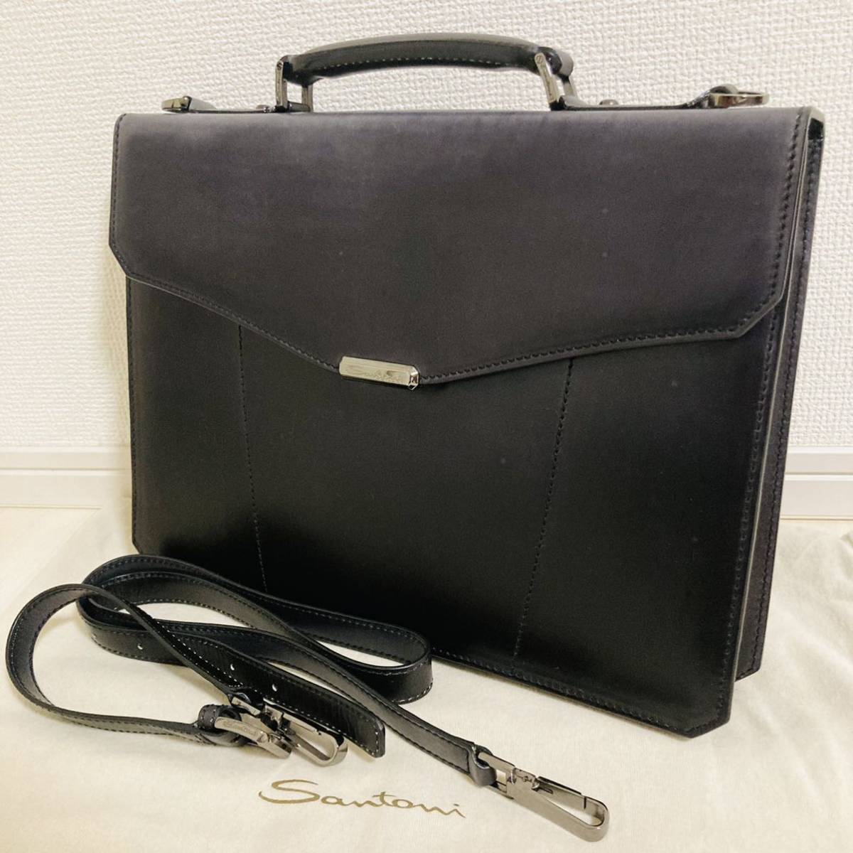 ☆極美品☆ サントーニ Santoni ビジネスバッグ ブリーフケース 鞄 
