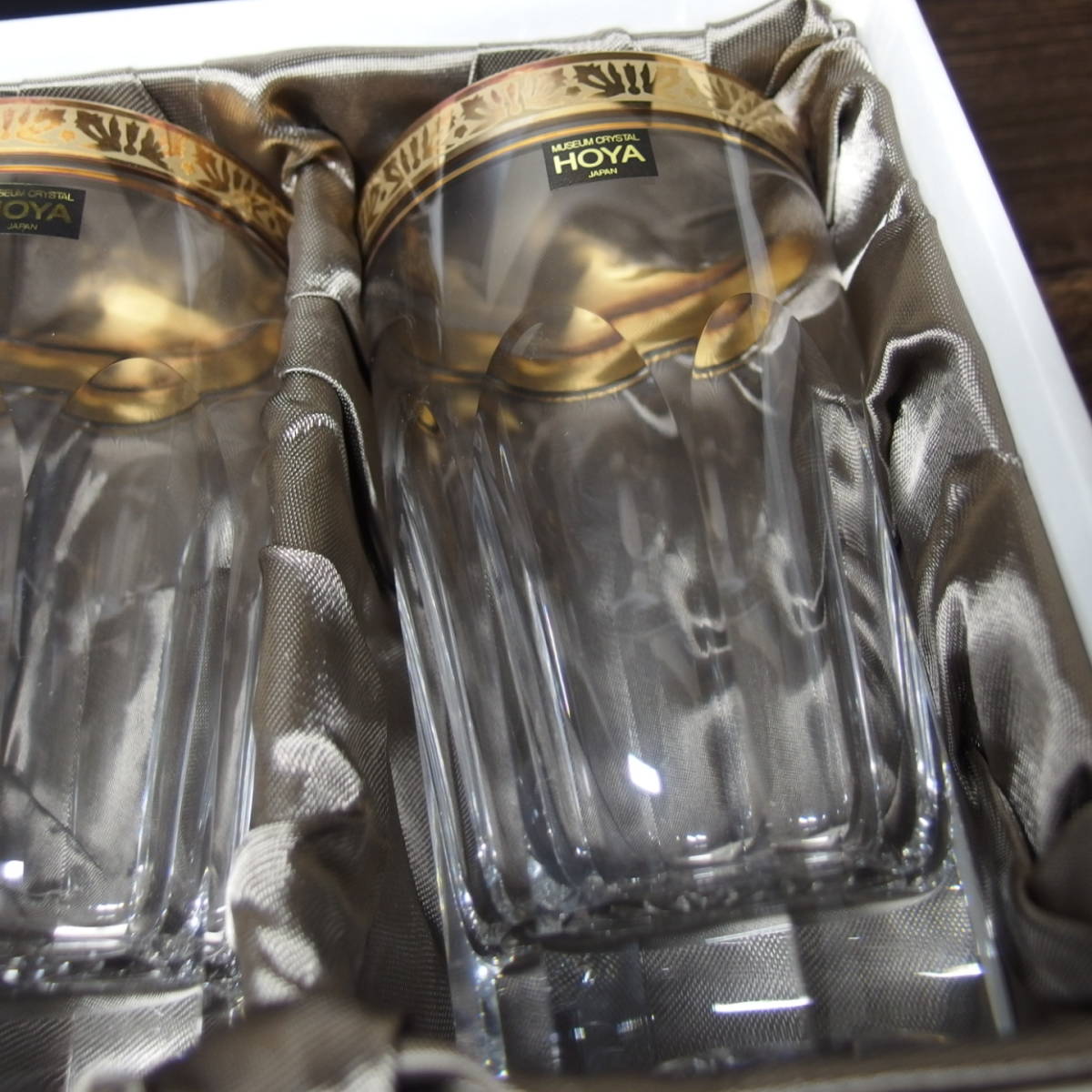 HOYA クリスタル 工芸品 6客 最高級8面カット 金彩 タンブラーグラス 6