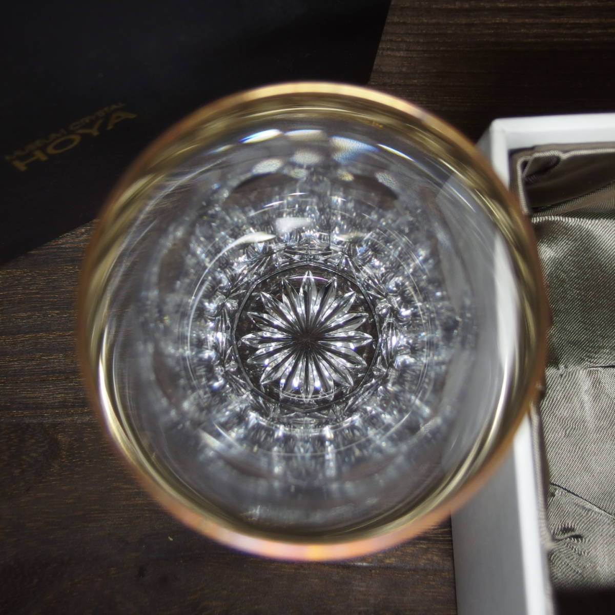 HOYA クリスタル 工芸品 6客 最高級8面カット 金彩 タンブラーグラス 6