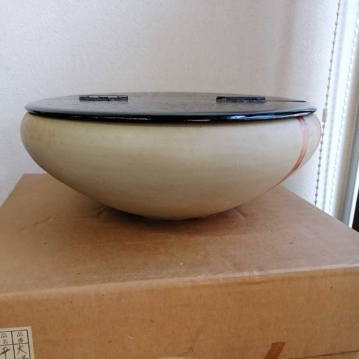 茶道具 - 備前焼 平水指 水指 メルカリ c-110 紙箱 割蓋 秘色(火襷)