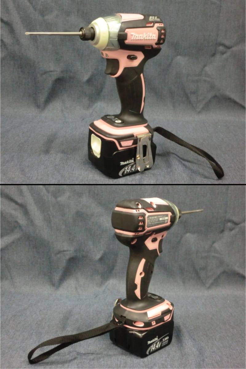 8108P◆makita マキタ 充電式インパクトドライバ TD136DRFXP 本体/バッテリー×2/充電器 ピンク◆中古 マキタ | 10.8V (本体 白 0