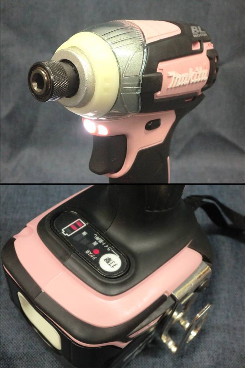 8108P◆makita マキタ 充電式インパクトドライバ TD136DRFXP 本体/バッテリー×2/充電器 ピンク◆中古 マキタ | 10.8V (本体 白 0