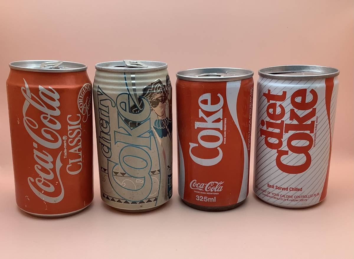1980年代～90年代 コカコーラ レトロ缶 4本 セット チェリーコーク