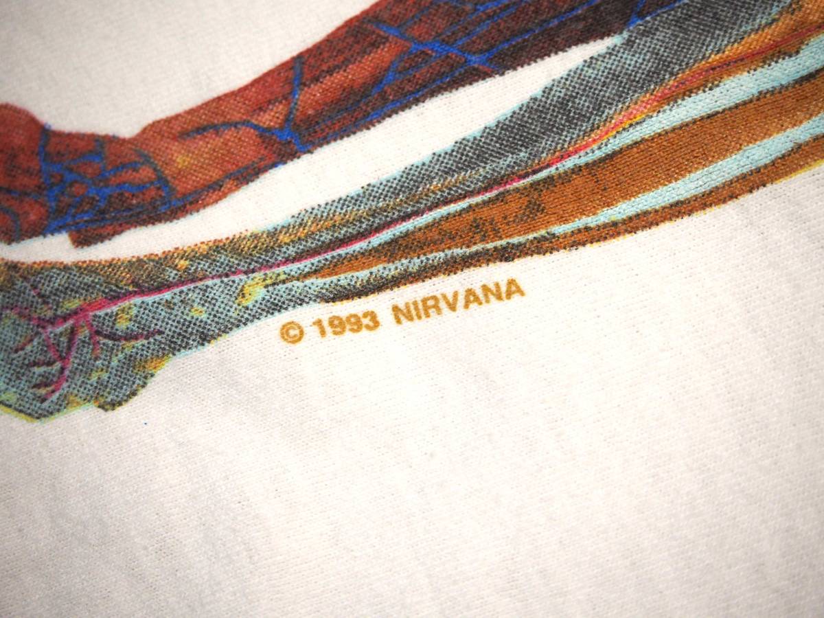 最新作,得価 【Nirvana ニルヴァーナ 1993 In Utero T-Shirt 1993コピーライト"In Utero"Tシャツ白カートコバーン size Approx XL】