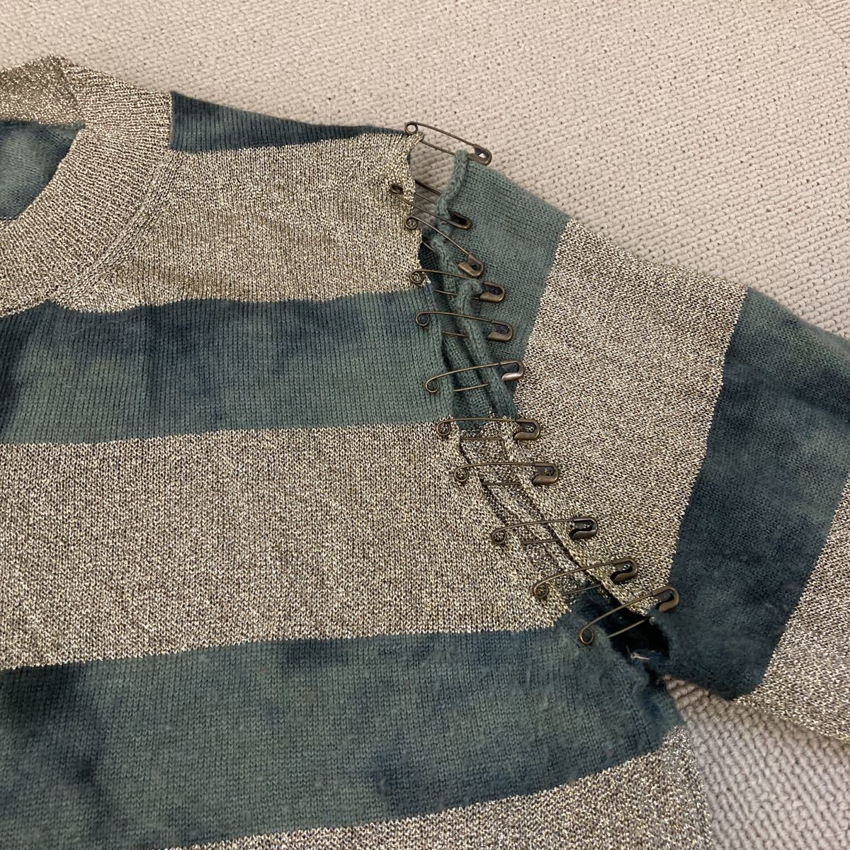 JUNYA WATANABE□デストロイ ボーダー ニットカーディガン□クラッシュ 